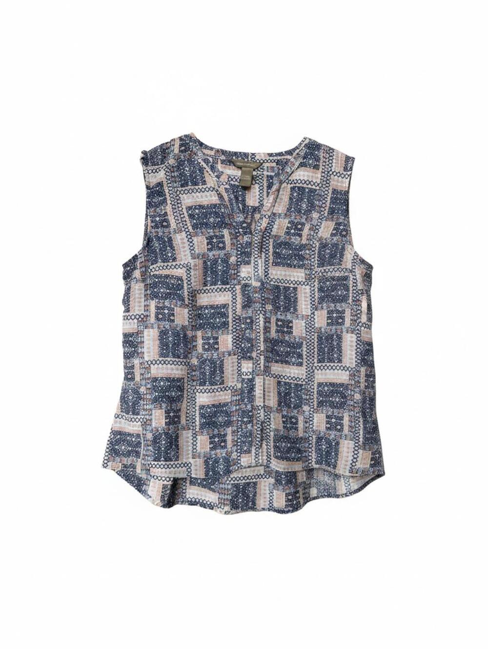 Bit & Bridle Sleeveless Patterned Blouse - Size L